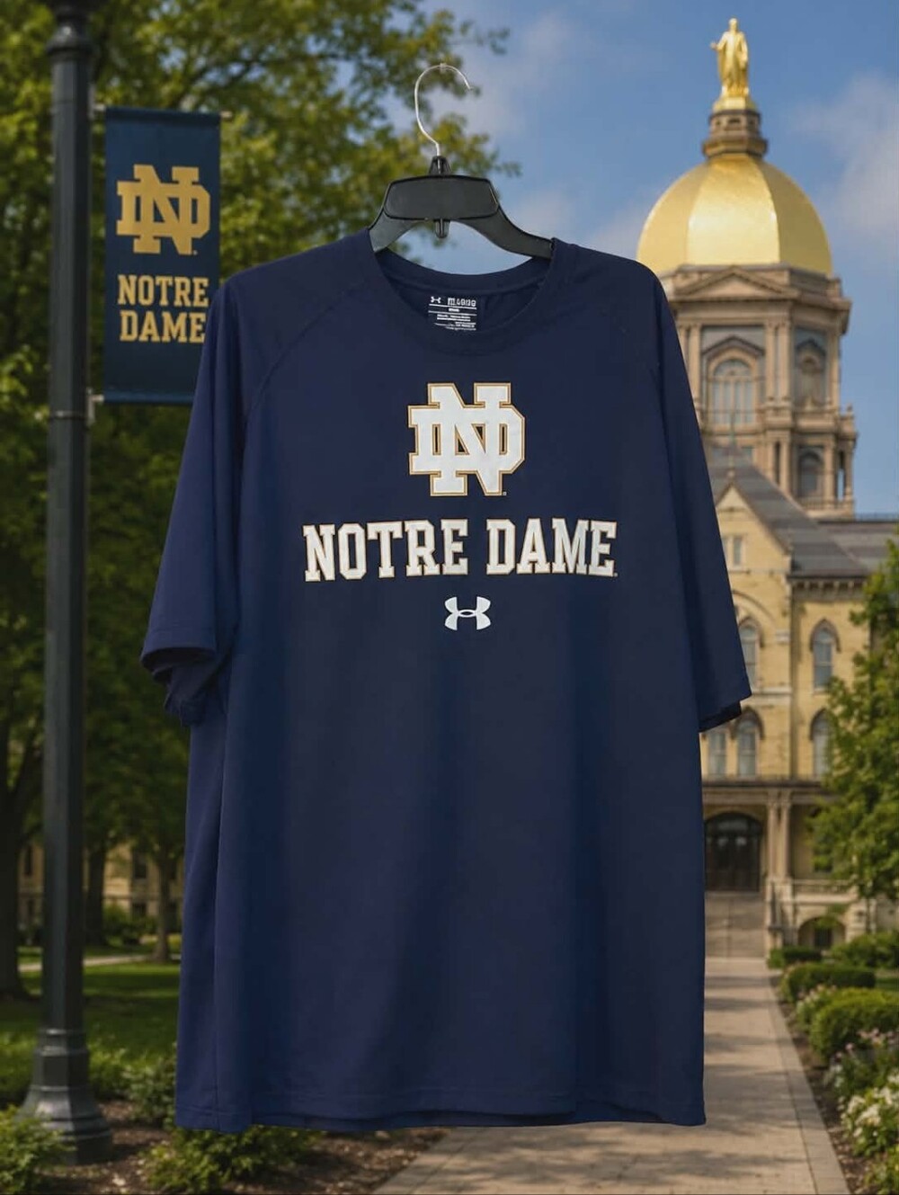 Under Armour Notre Dame Fighting Irish HeatGear Loose Fit T-Shirt Men’s 2XL Navy